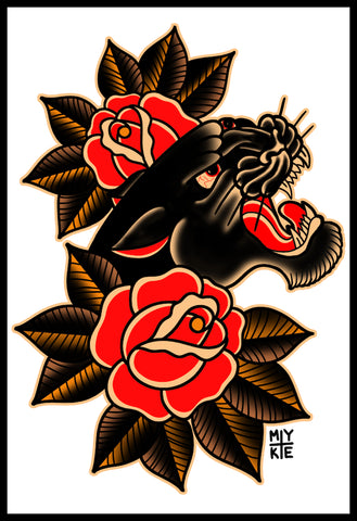 Panther and Rose 19x13 Print