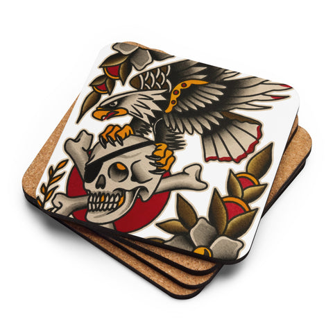 Eagle Skull Cork-back coaster (1 coaster)