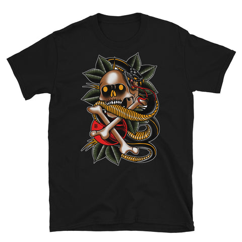Snake & Skull Short-Sleeve Unisex T-Shirt By Myke Chambers